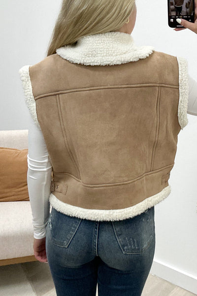 "Suede My Way" Vest (Light Camel) - Happily Ever Aften