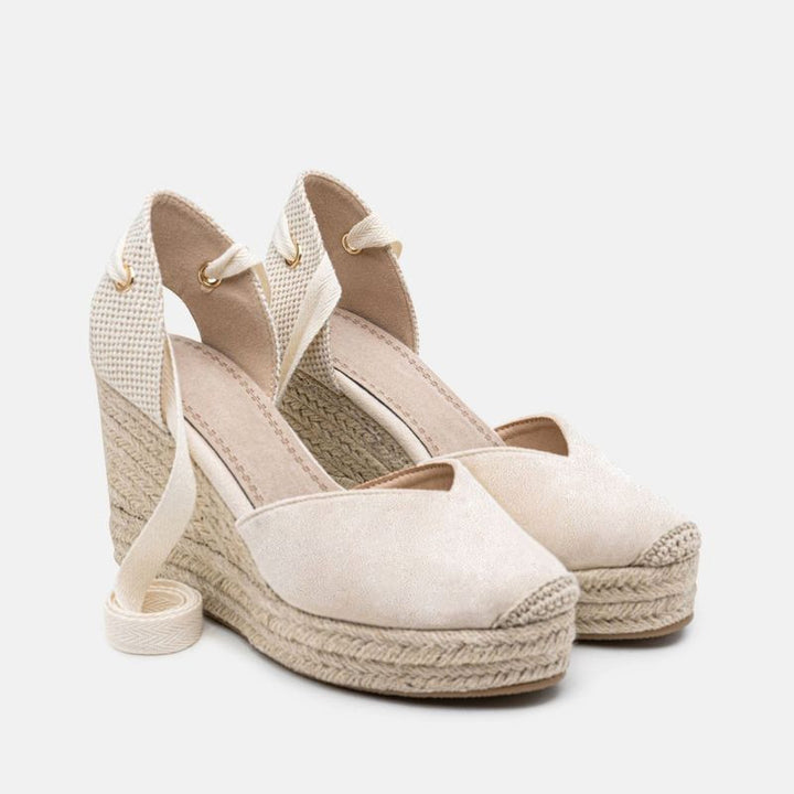 Lauryn Wedges (Beige Linen)