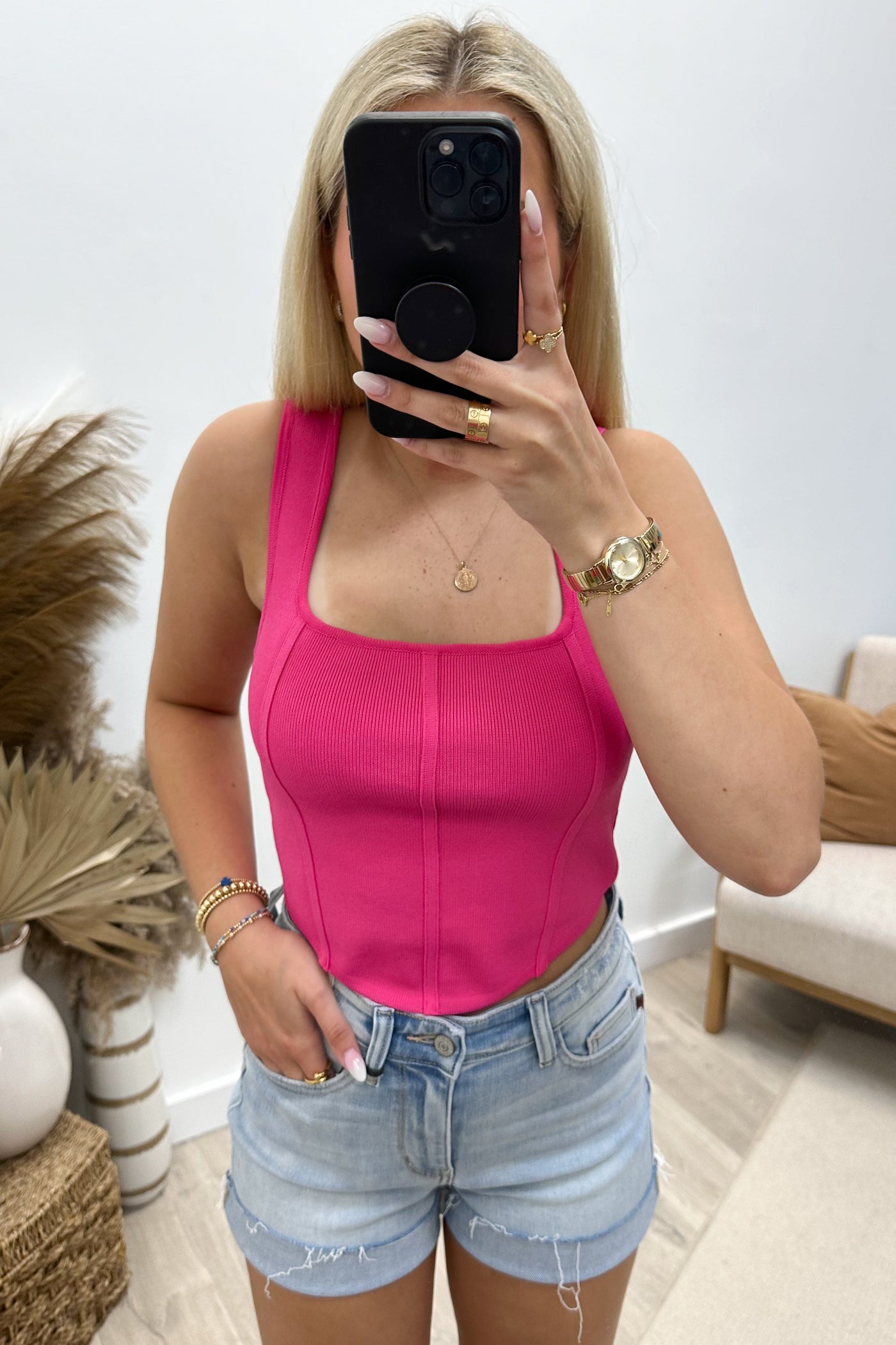 "Summer Lovin'" Crop Top (Hot Pink) - Happily Ever Aften