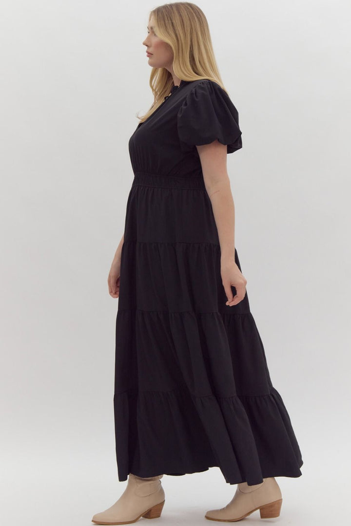 "Sunday Brunch" Maxi Dress (Black) - Happily Ever Aften