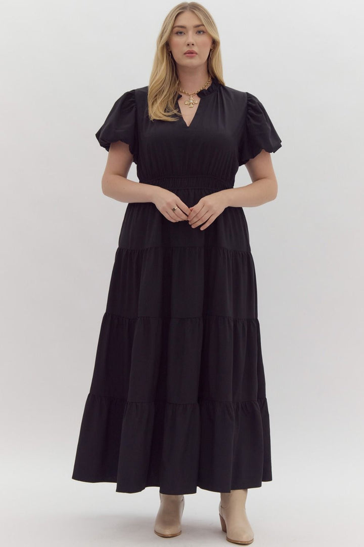 "Sunday Brunch" Maxi Dress (Black) - Happily Ever Aften