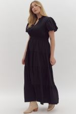 "Sunday Brunch" Maxi Dress (Black) - Happily Ever Aften