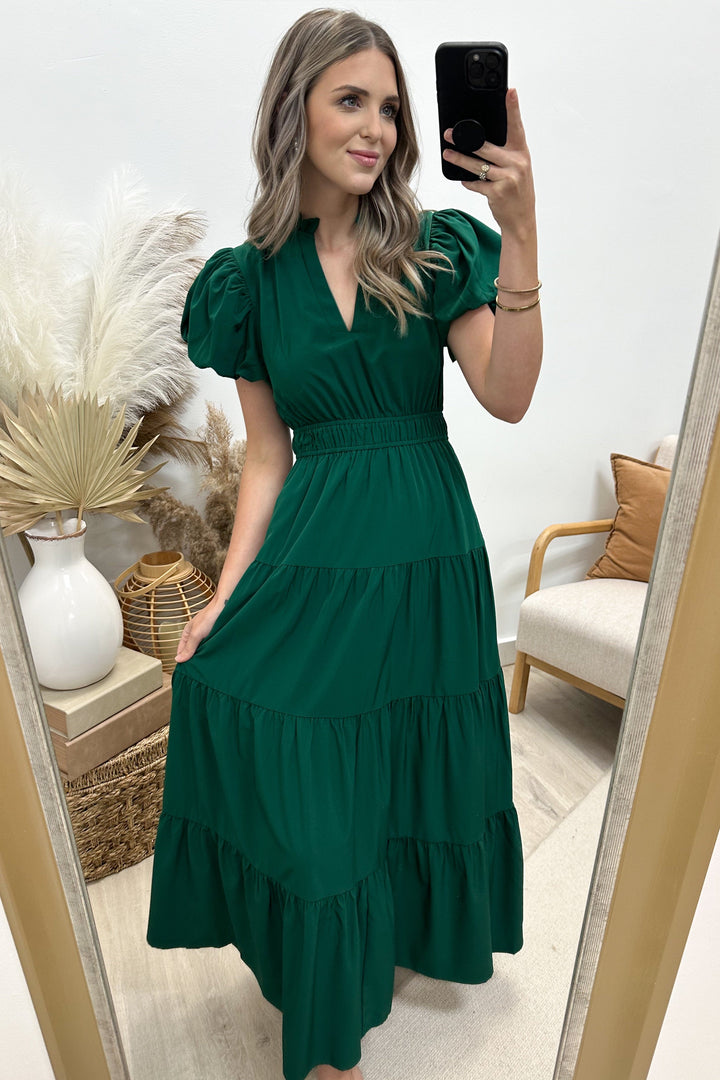 "Sunday Brunch" Maxi Dress (Hunter Green) - Happily Ever Aften