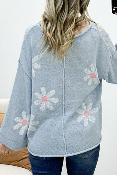 "Sunshine & Bliss" Sweater Top (Sky Blue) - Happily Ever Aften