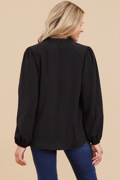 "Take A Bow" Blouse (Black) - Happily Ever Aften