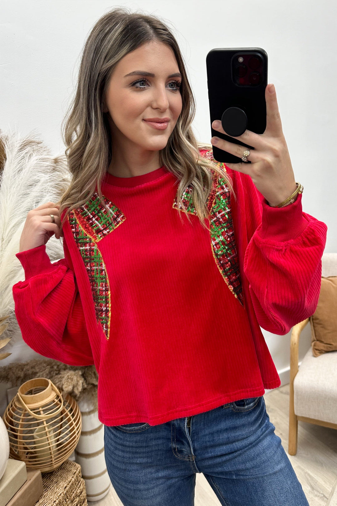 "Take A Bow" Sweater (Red) - Happily Ever Aften