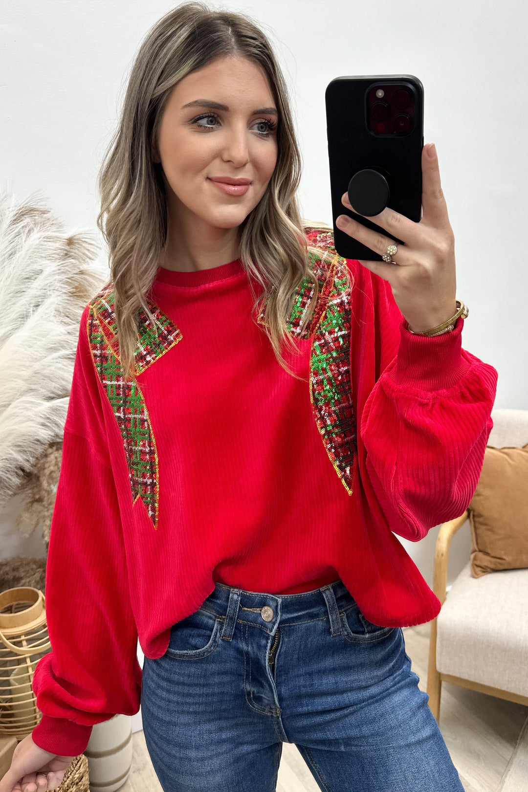 "Take A Bow" Sweater (Red) - Happily Ever Aften