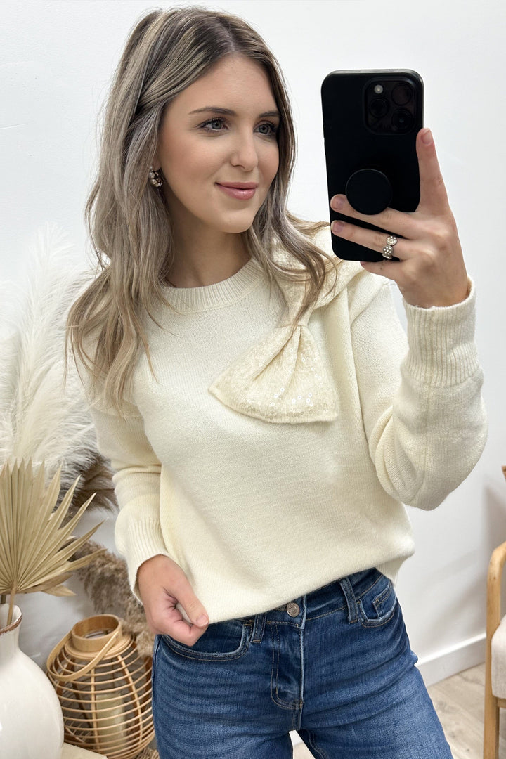 "The Best Gift" Sweater (Cream) - Happily Ever Aften