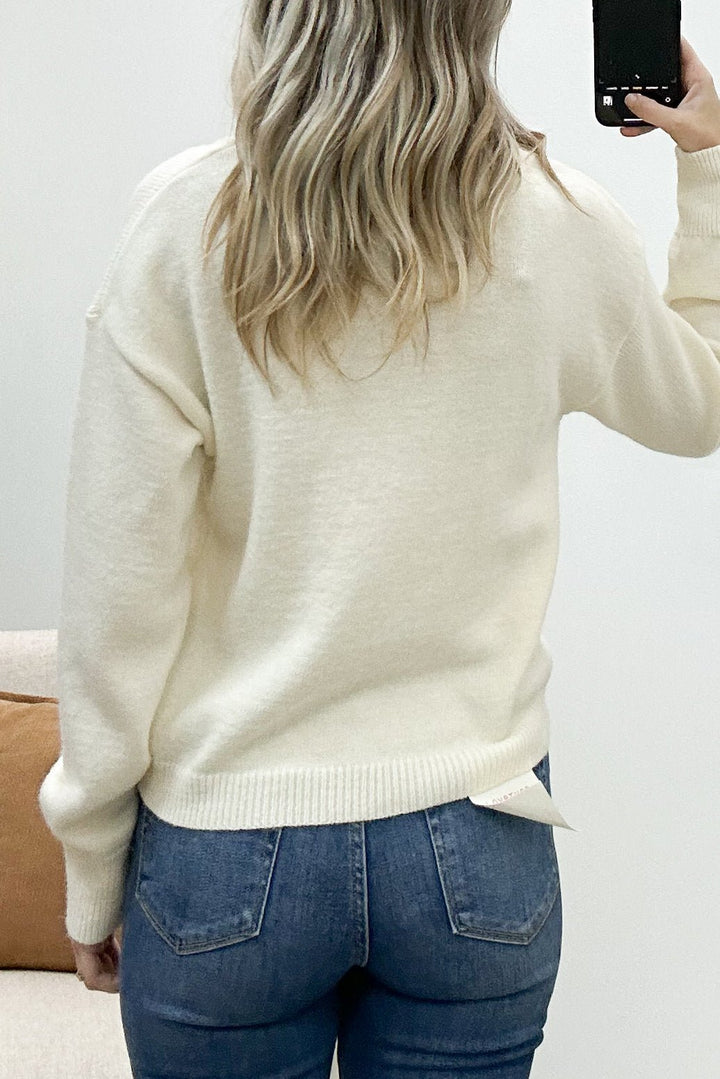 "The Best Gift" Sweater (Cream) - Happily Ever Aften