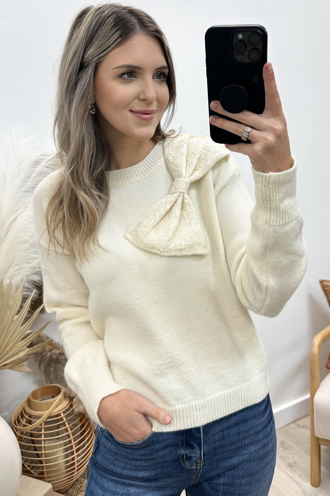"The Best Gift" Sweater (Cream) - Happily Ever Aften