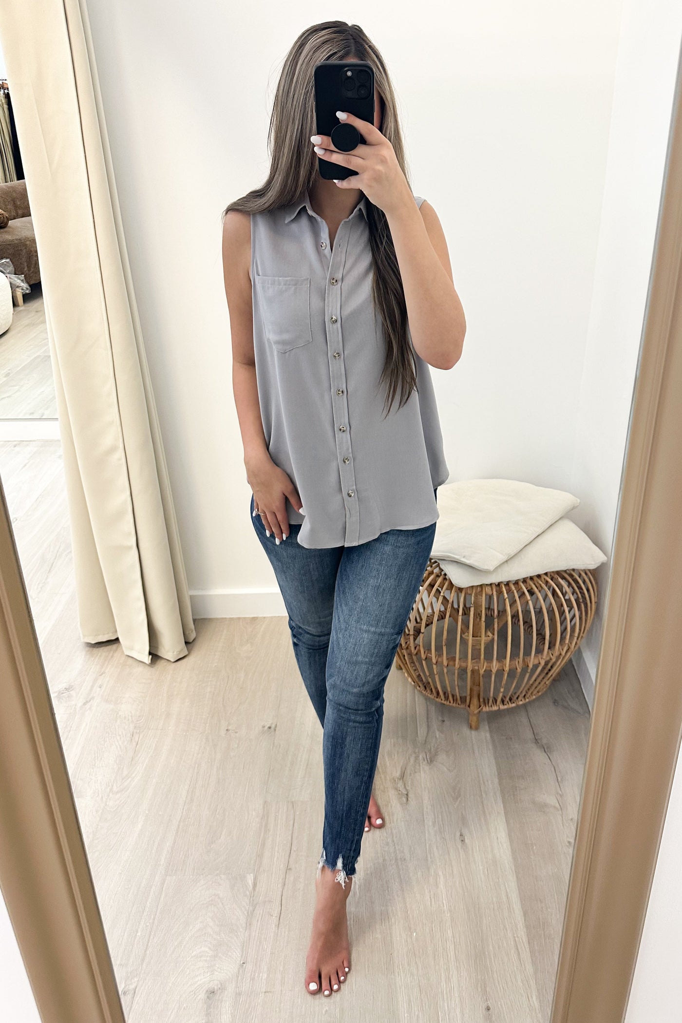 "The Button Race" Blouse (Cloud) - Happily Ever Aften