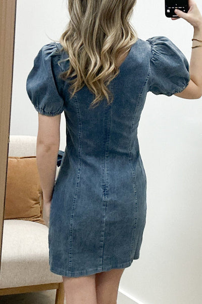 "The Next Chapter" Dress (Washed Denim) - Happily Ever Aften