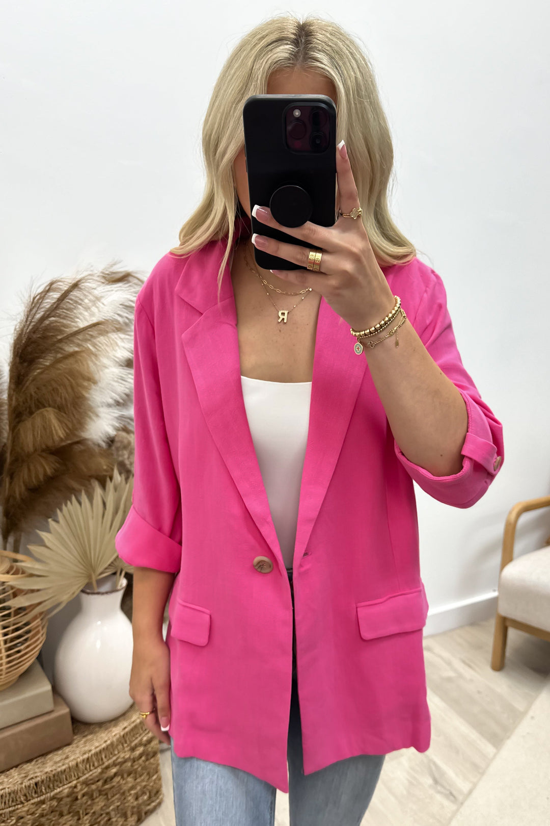 "The World Is Yours" Blazer (Hot Pink) - Happily Ever Aften