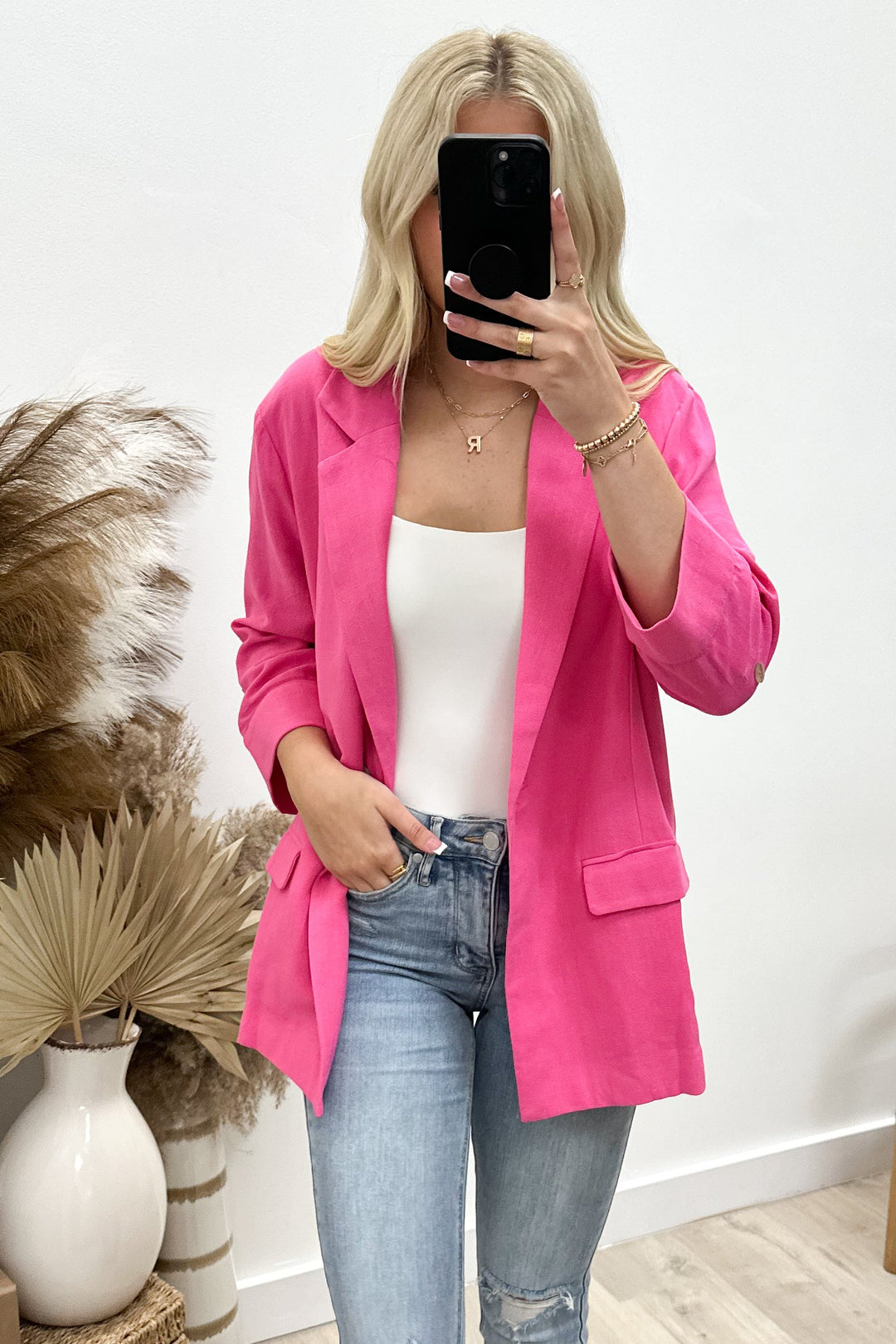 "The World Is Yours" Blazer (Hot Pink) - Happily Ever Aften