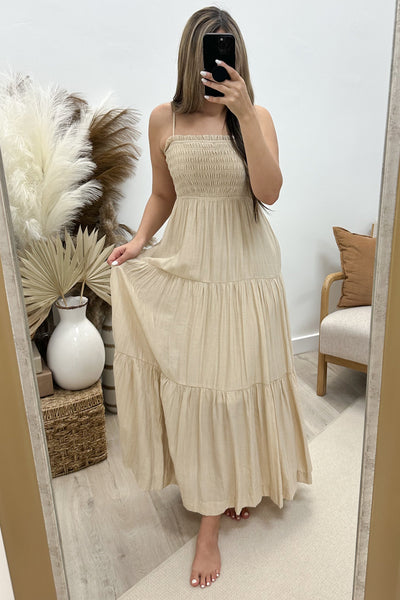 "Through The Field" Dress (Natural) - Happily Ever Aften
