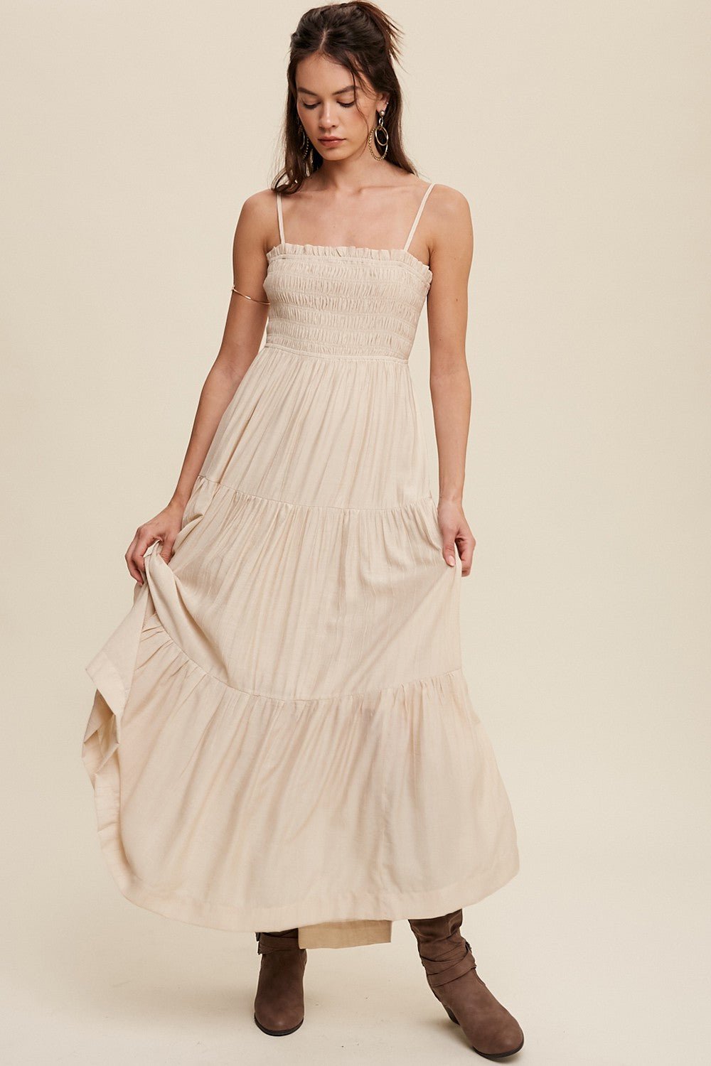 "Through The Field" Dress (Natural) - Happily Ever Aften
