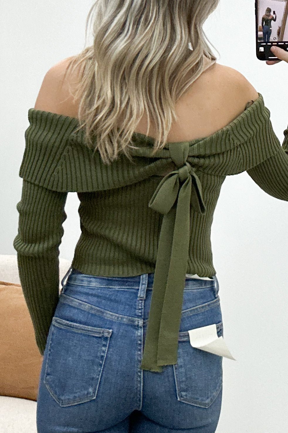 "Time To Go" Cropped Sweater (Olive) - Happily Ever Aften