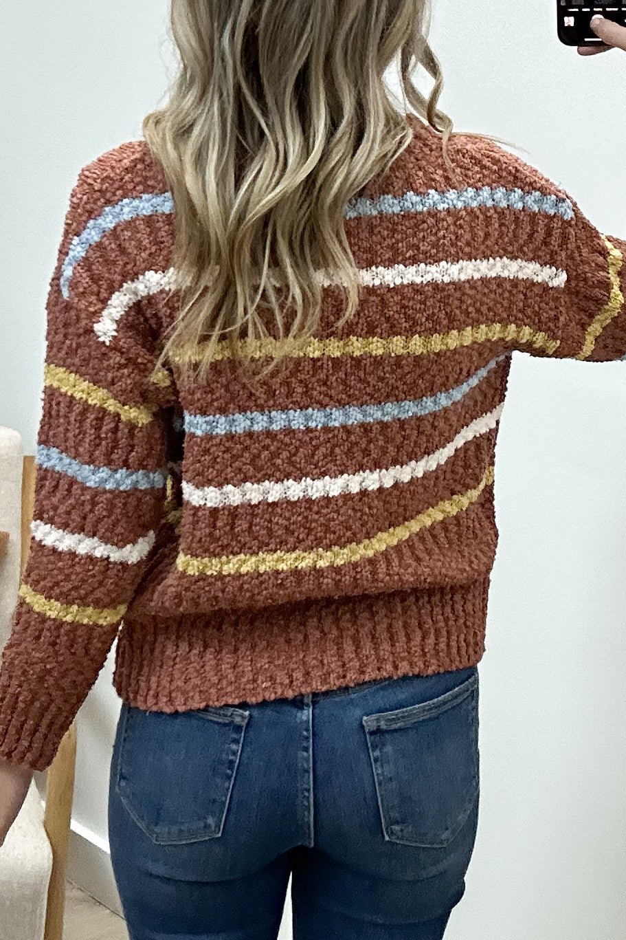 "Time To Unwind" Sweater (Marsala Multi) - Happily Ever Aften