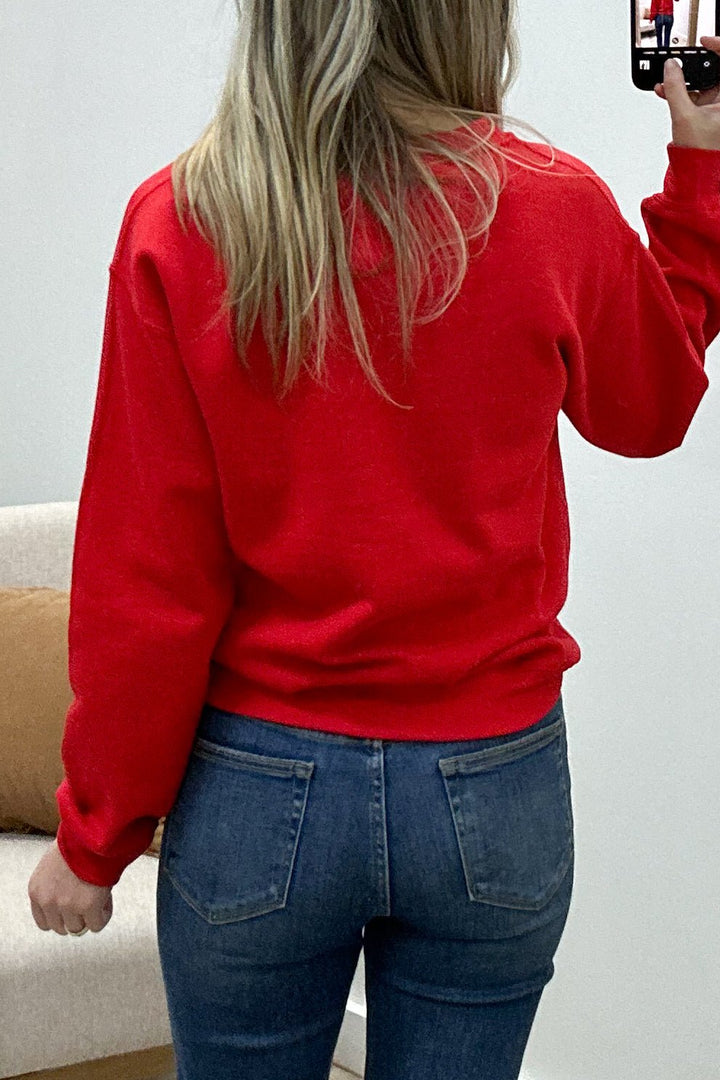 "Tis The Season" Sweatshirt (Red) - Happily Ever Aften