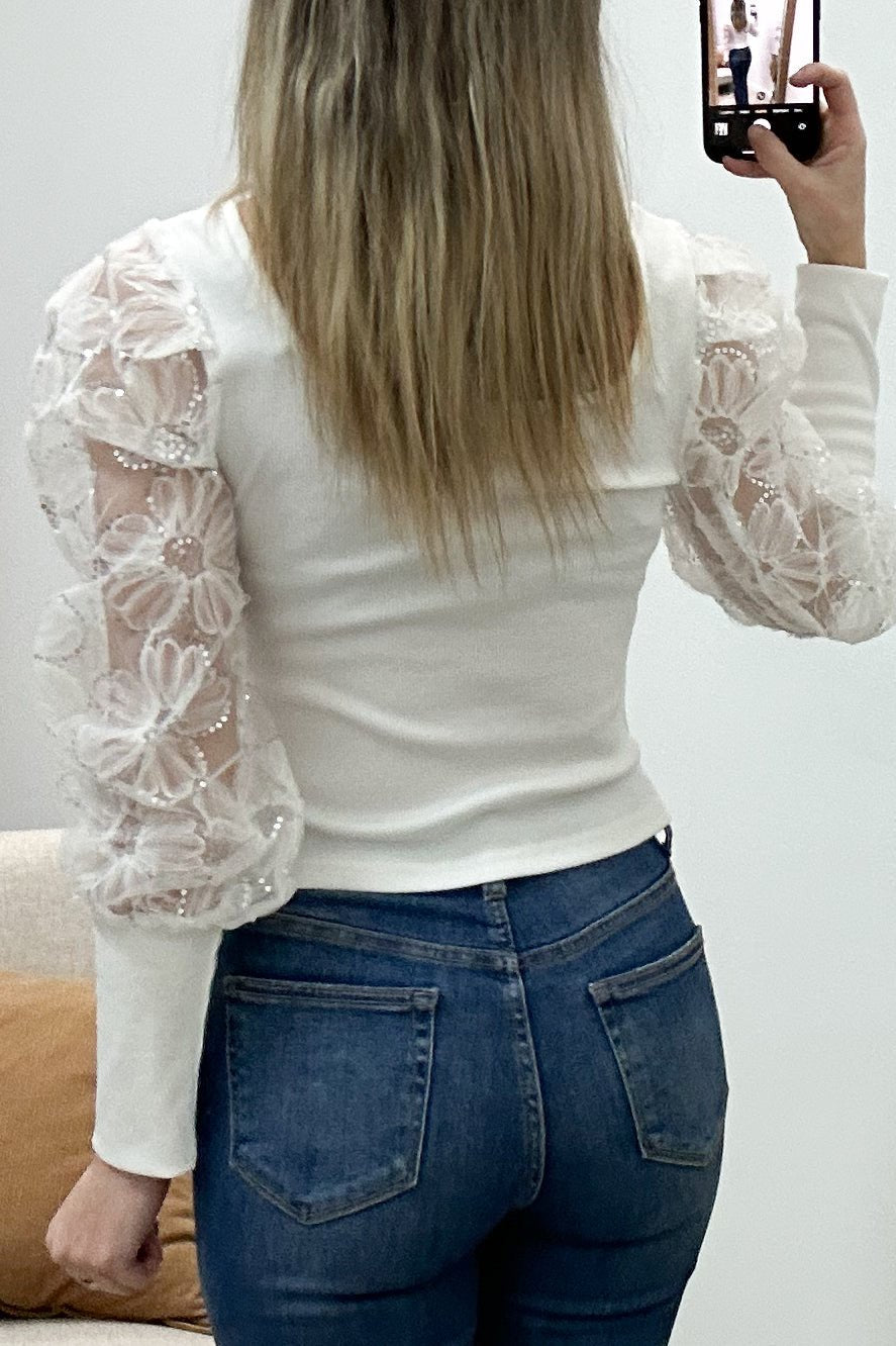 "Totally Smitten" Blouse (Off White) - Happily Ever Aften