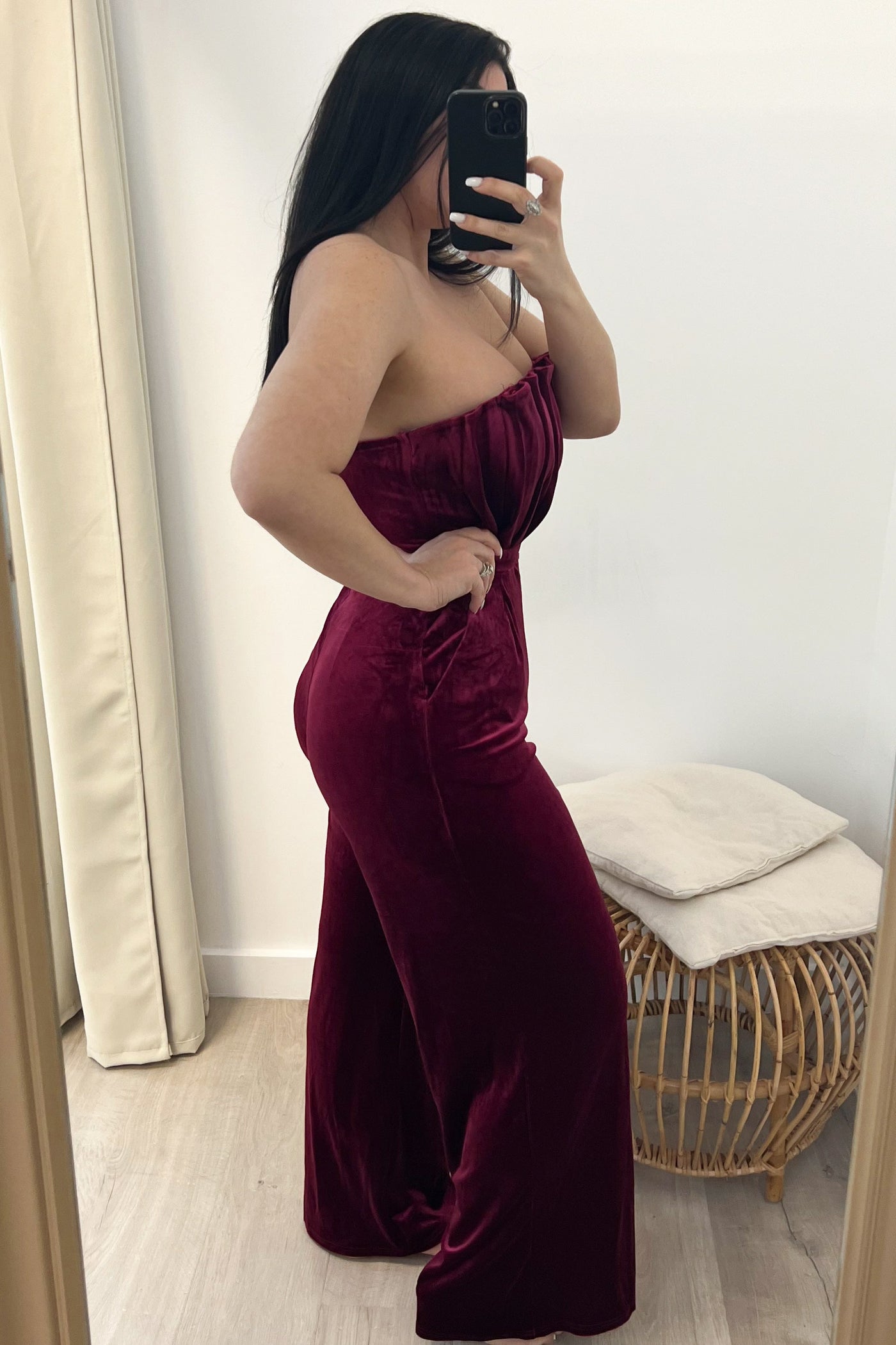 "Velvet Lady" Jumpsuit (Sangria) - Happily Ever Aften