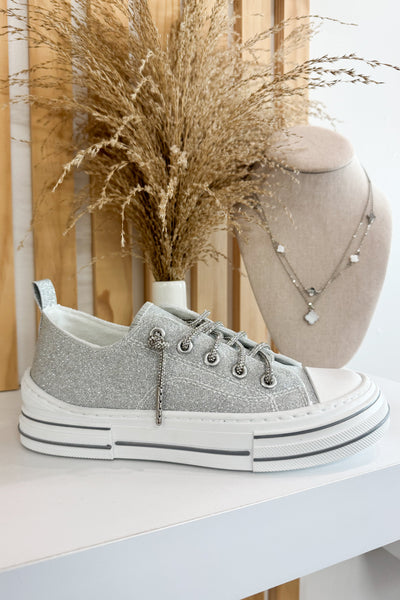 Very G Aman Glitter Sneakers (Silver) - Happily Ever Aften