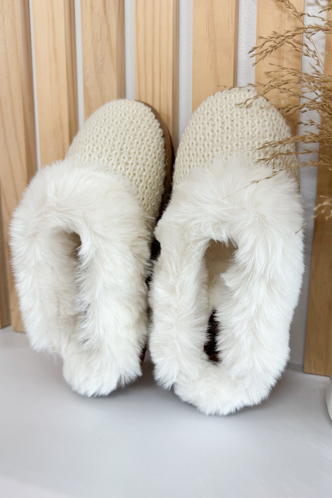 Very G Sweater Slippers (Cream) - Happily Ever Aften
