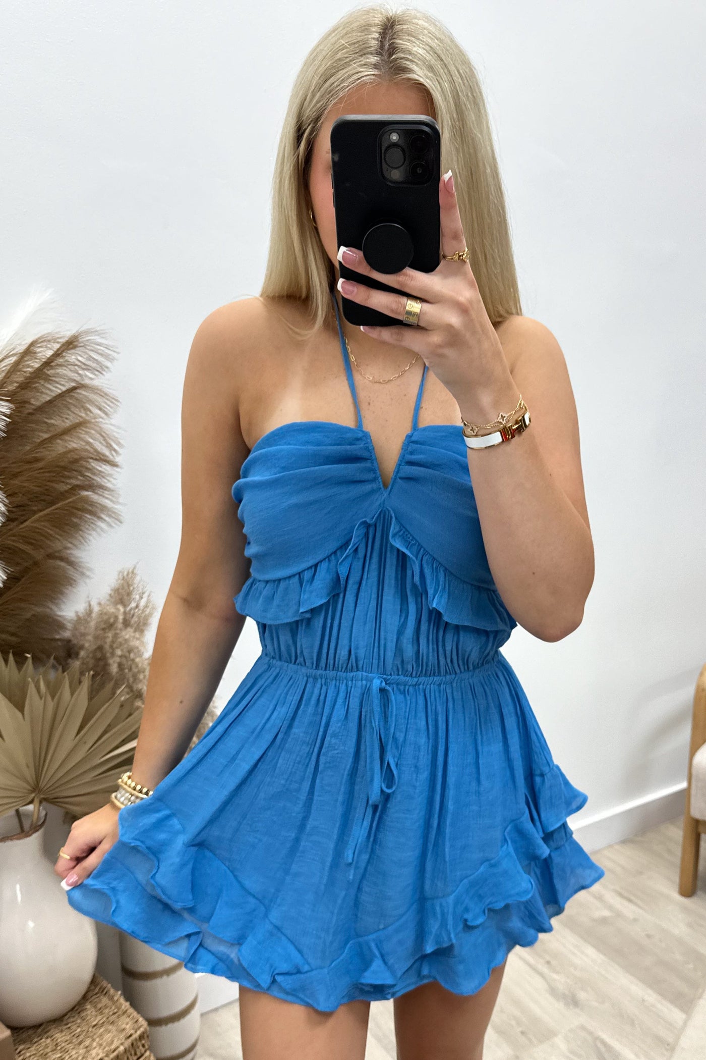 "Wave On By" Romper (Marine Blue) - Happily Ever Aften