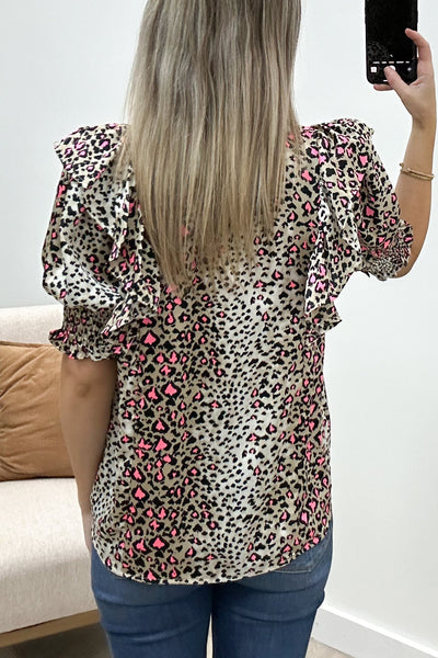 "Wild & Free" Blouse (Leopard) - Happily Ever Aften