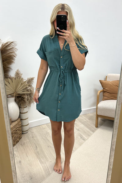 "Wishful Dreamer" Midi Dress (Teal) - Happily Ever Aften