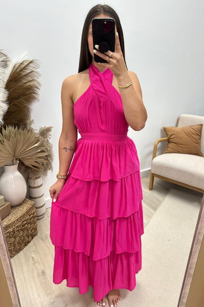 "Worth Every Penny" Dress (Magenta) - Happily Ever Aften