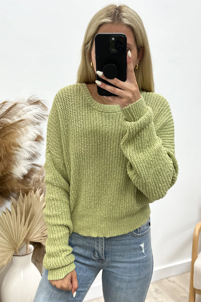 "Wrapped In Comfort" Sweater (Pistachio) - Happily Ever Aften