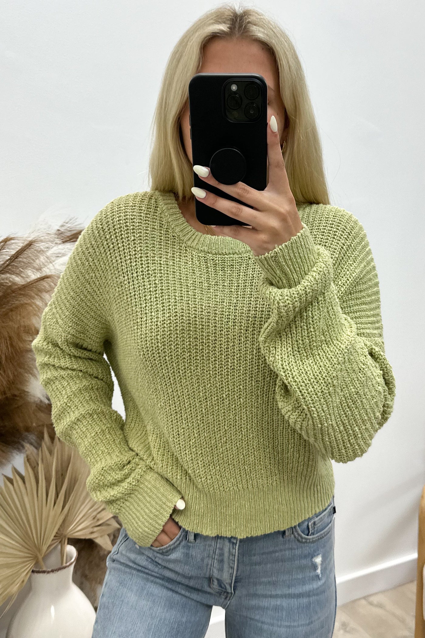 "Wrapped In Comfort" Sweater (Pistachio) - Happily Ever Aften