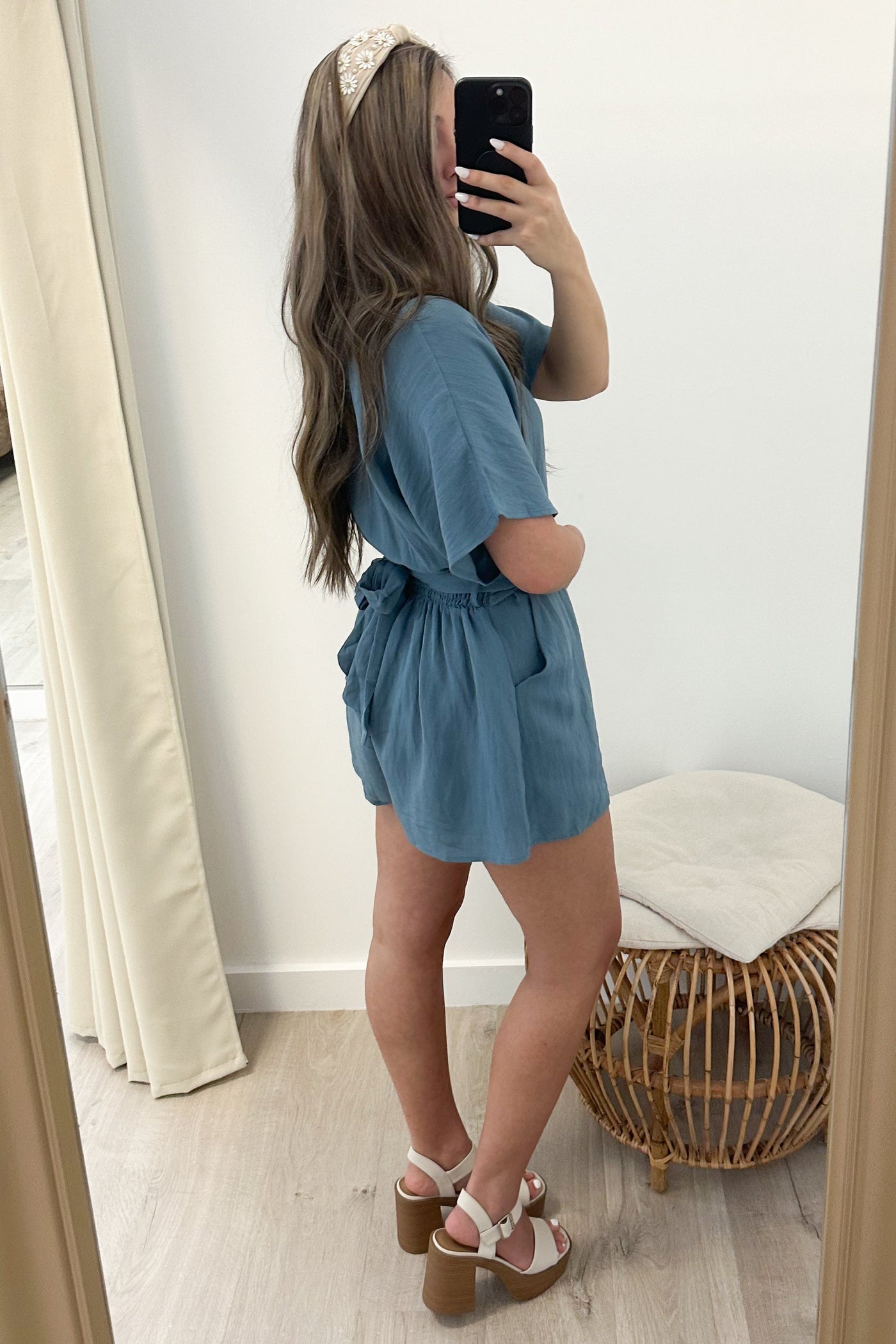 "You're My Inspo" Romper (Washed Teal) - Happily Ever Aften