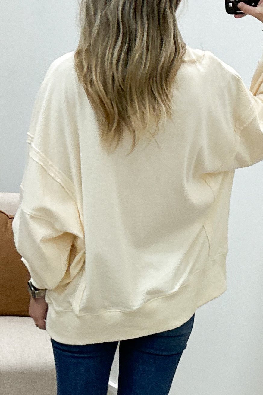 "Yuletide Sparkle" Sweater (Cream) - Happily Ever Aften