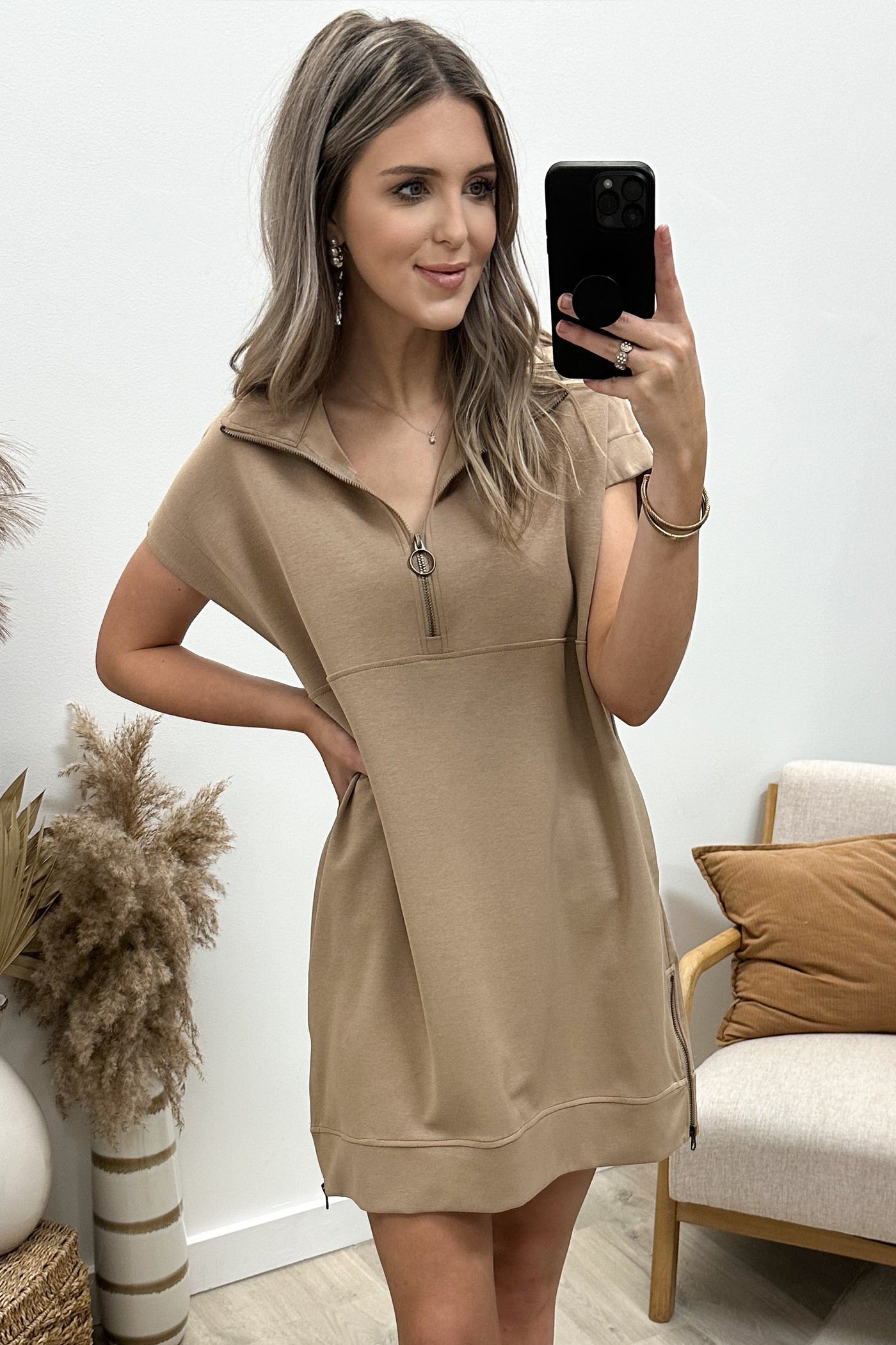 "Zip It" Dress (Mocha) - Happily Ever Aften