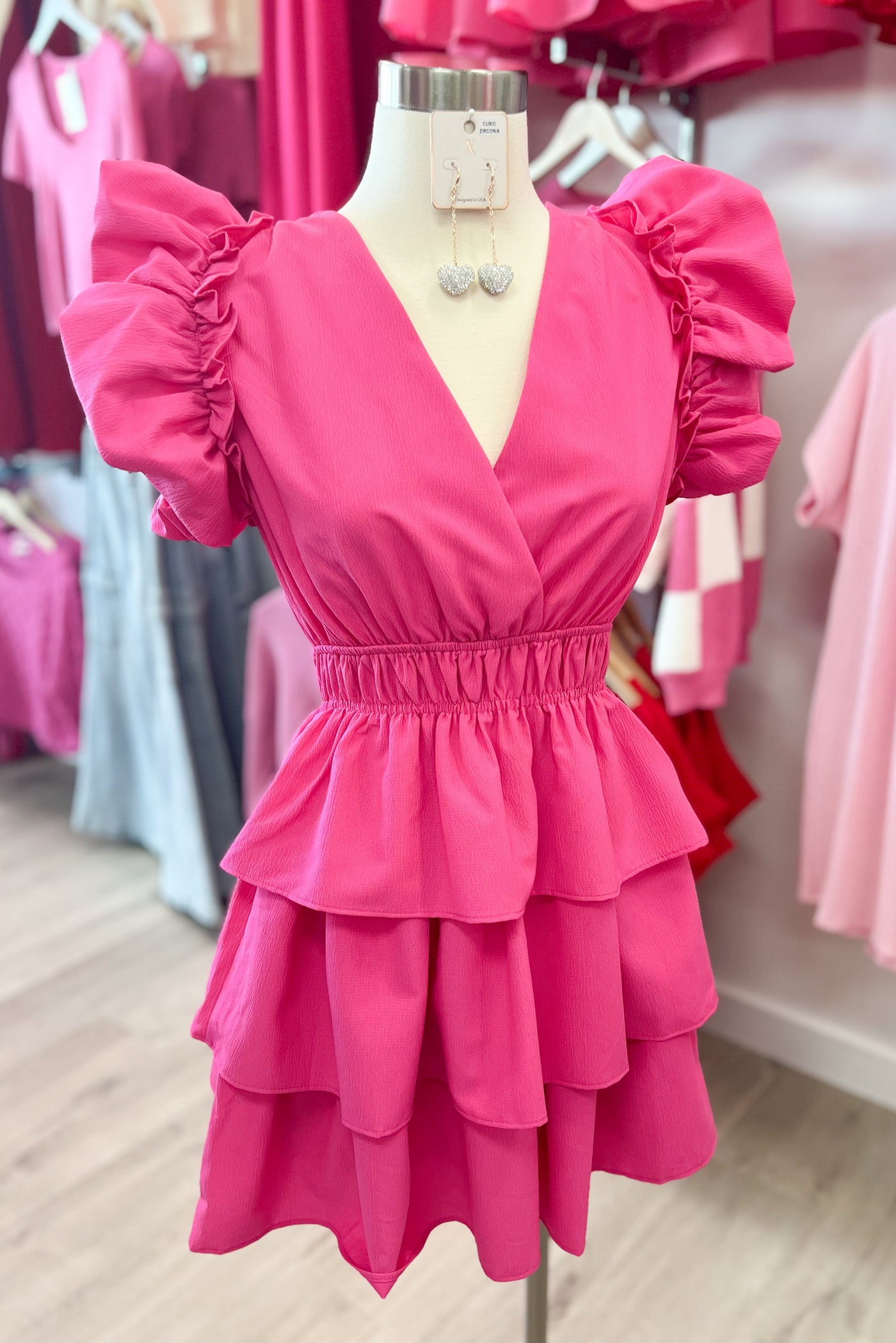 "All Ruffled Up" Dress (Pink) - Happily Ever Aften