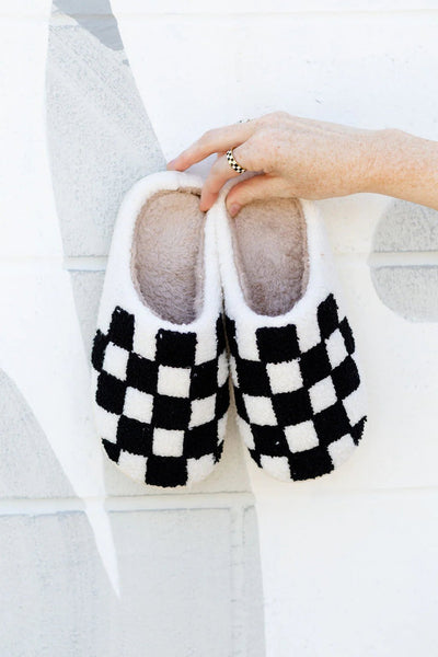 Black Checkered Slippers - Happily Ever Aften