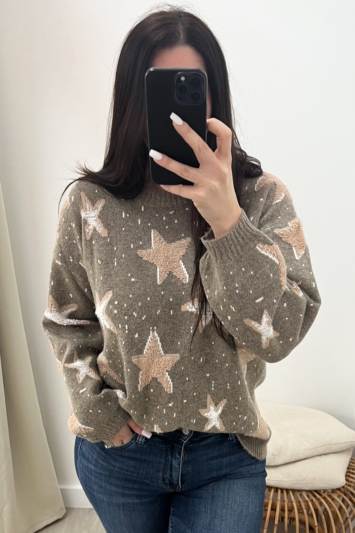 "Bless Her Stars" Sweater (Mocha) - Happily Ever Aften