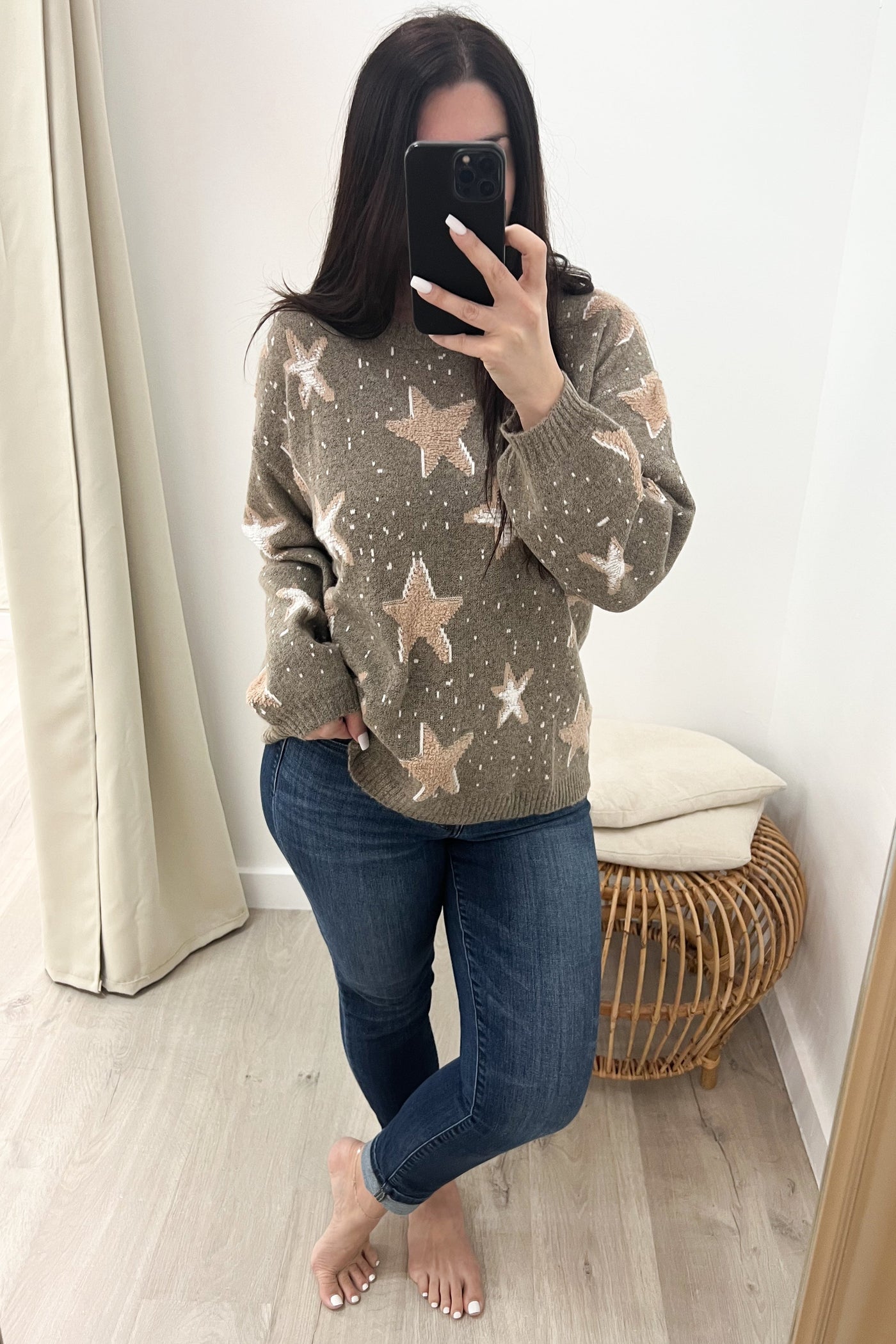 "Bless Her Stars" Sweater (Mocha) - Happily Ever Aften