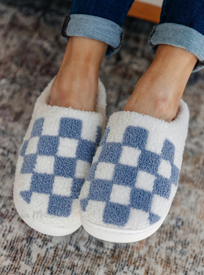Blue Checkered Slippers - Happily Ever Aften