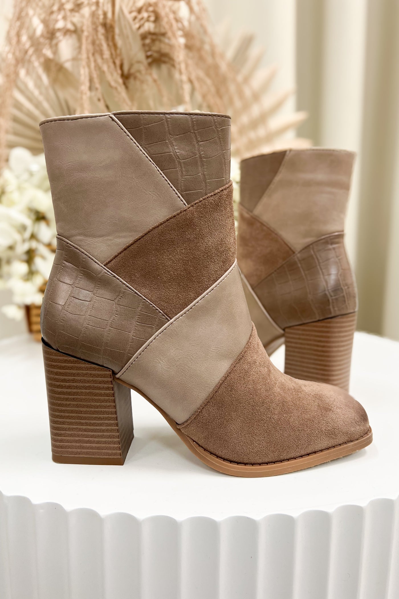Camilla Booties (Taupe) - Happily Ever Aften