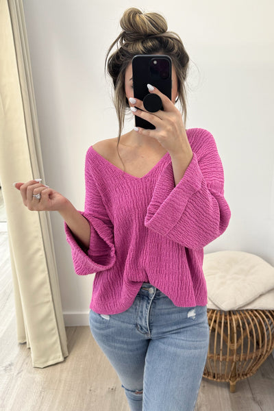 "Color Me Easy" Sweater (Pink) - Happily Ever Aften