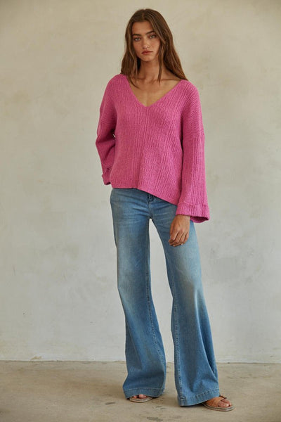 "Color Me Easy" Sweater (Pink) - Happily Ever Aften
