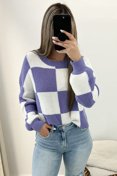 "Cozy N' Cute" Sweater (Plum) - Happily Ever Aften