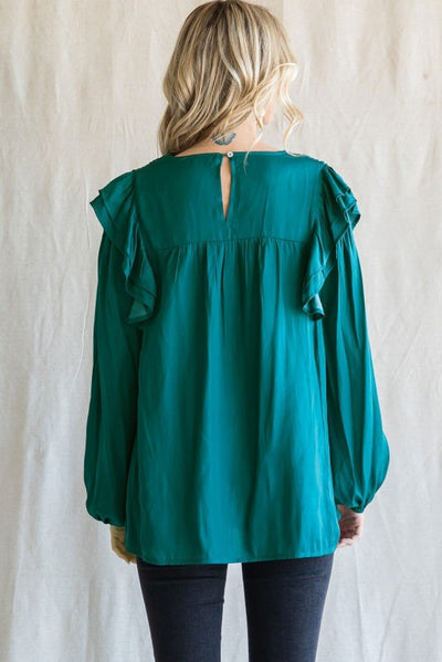 "Dance With Ruffles" Top (Teal) - Happily Ever Aften