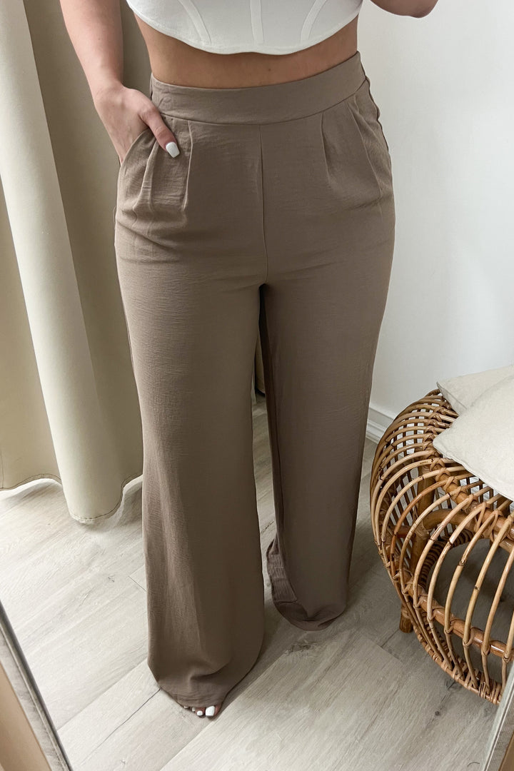 "Easy On Me" Wide Leg Pants (Coco) - Happily Ever Aften