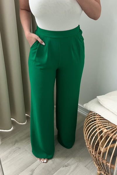 "Easy On Me" Wide Leg Pants (Kelly Green) - Happily Ever Aften