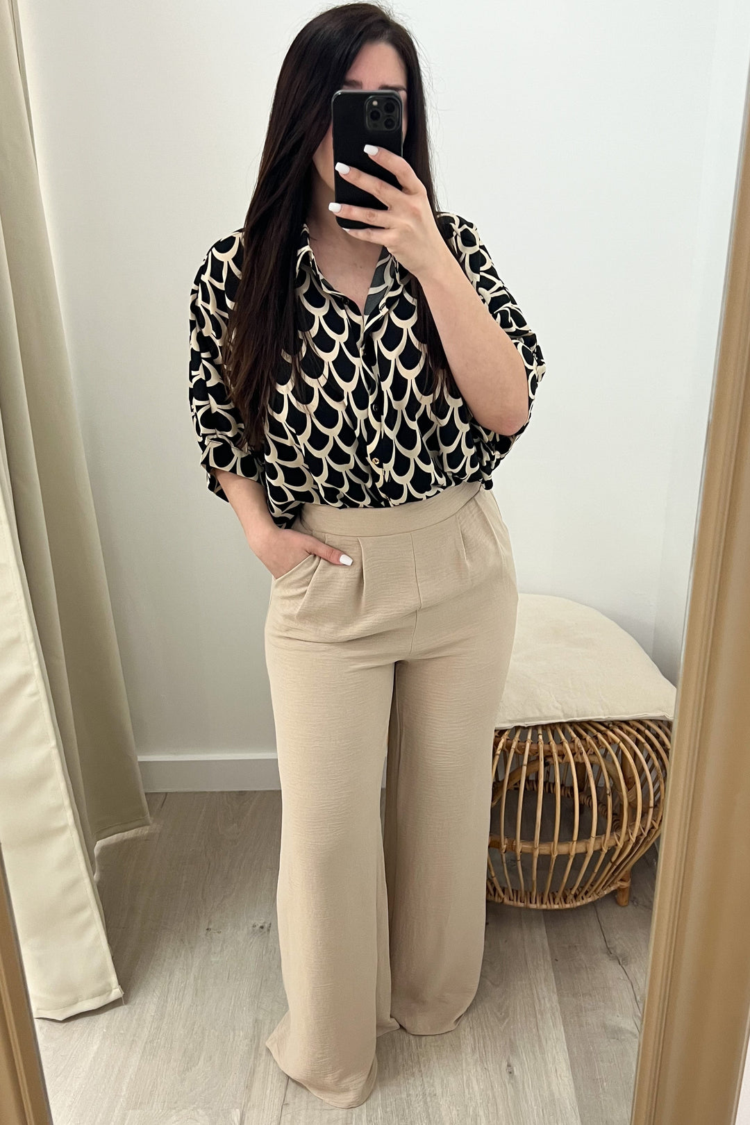 "Easy On Me" Wide Leg Pants (Taupe) - Happily Ever Aften