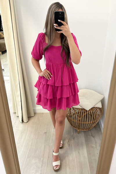 "Embrace The Memories" Dress (Fuchsia) - Happily Ever Aften